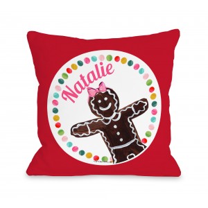 One Bella Casa Gingerbread Girl Personalized Throw Pillow HMW5487